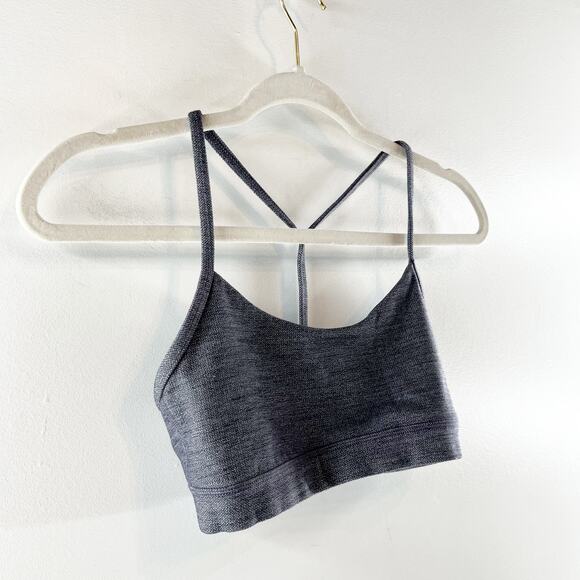 Lululemon Flow Y Bra Nulu Mini Heathered Herringbone Heathered Black White Black - Picture 7 of 7